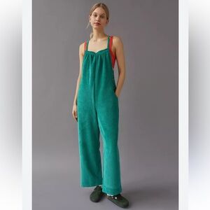 BDG Georgie Corduroy Overall Green Urban Outfitters Size XS Wide Leg Relaxed